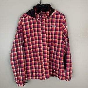 The North Face Windbreaker Jacket Womens Large Plaid Checkered Full Zip Lined
